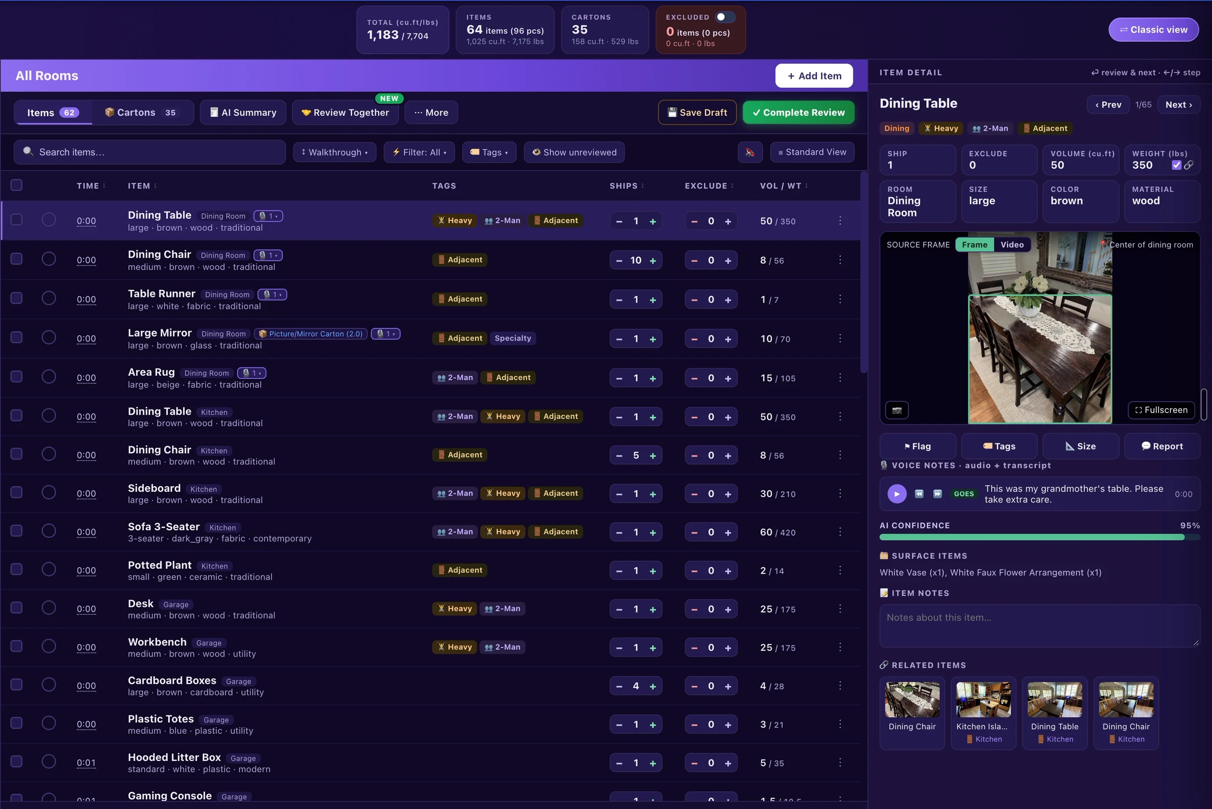 HomeSurvey.ai review dashboard, full size
